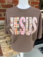 Load image into Gallery viewer, Autumn Patchwork JESUS on Comfort Colors (Shown on Espresso)
