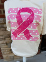 Load image into Gallery viewer, Pink Ribbon Breast Cancer Awareness on Comfort Colors (Shown on Ivory)
