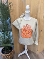 Load image into Gallery viewer, Floral Pumpkin With Bow on Sand Sweatshirt
