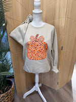 Load image into Gallery viewer, Floral Pumpkin With Bow on Sand Sweatshirt
