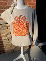 Load image into Gallery viewer, Floral Pumpkin With Bow on Sand Sweatshirt
