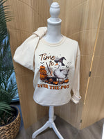 Load image into Gallery viewer, Time To Stir The Pot Halloween Goose on Cream Sweatshirt
