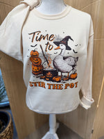 Load image into Gallery viewer, Time To Stir The Pot Halloween Goose on Cream Sweatshirt
