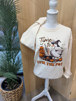 Load image into Gallery viewer, Time To Stir The Pot Halloween Goose on Cream Sweatshirt
