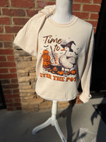 Load image into Gallery viewer, Time To Stir The Pot Halloween Goose on Cream Sweatshirt
