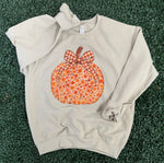 Load image into Gallery viewer, Floral Pumpkin With Bow on Sand Sweatshirt
