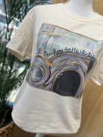 Load image into Gallery viewer, He Is Not Here For He Has Risen Watercolor Tomb on Cream
