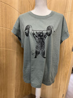 Load image into Gallery viewer, Weightlifting Cat on LAT Washed Basil
