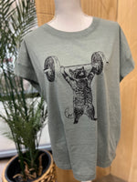 Load image into Gallery viewer, Weightlifting Cat on LAT Washed Basil
