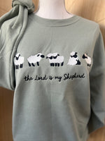 Load image into Gallery viewer, EMBROIDERED: The Lord Is My Shepard on Stonewash Green
