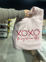 Load image into Gallery viewer, EMBROIDERED: XOXO Original Love Letters on Hanes Light Pink
