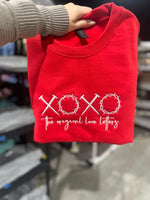 Load image into Gallery viewer, EMBROIDERED: XOXO Original Love Letters on Gildan Red
