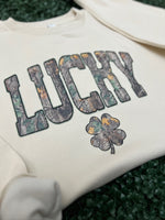 Load image into Gallery viewer, Camo LUCKY Sweatshirt on LAT Cream
