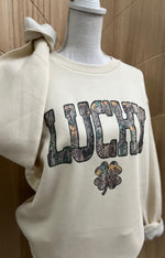 Load image into Gallery viewer, Camo LUCKY Sweatshirt on LAT Cream

