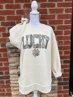 Load image into Gallery viewer, Camo LUCKY Sweatshirt on LAT Cream
