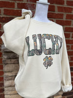 Load image into Gallery viewer, Camo LUCKY Sweatshirt on LAT Cream
