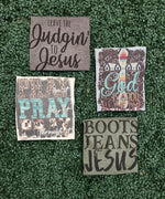 Load image into Gallery viewer, Boots Jeans Jesus on Tultex Heather Military Green
