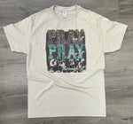 Load image into Gallery viewer, Pray On It Pray Over It Leopard/Turquoise/Cow Print on Tultex Sand
