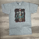 Load image into Gallery viewer, Aztec God Is Good on Tultex Heather Gray
