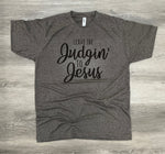 Load image into Gallery viewer, Leave The Judgin' To Jesus on Tultex Heather Brown
