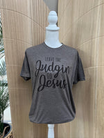 Load image into Gallery viewer, Leave The Judgin' To Jesus on Tultex Heather Brown
