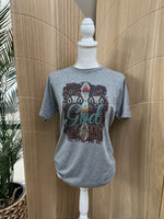 Load image into Gallery viewer, Aztec God Is Good on Tultex Heather Gray
