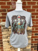 Load image into Gallery viewer, Aztec God Is Good on Tultex Heather Gray
