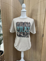 Load image into Gallery viewer, Pray On It Pray Over It Leopard/Turquoise/Cow Print on Tultex Sand

