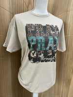 Load image into Gallery viewer, Pray On It Pray Over It Leopard/Turquoise/Cow Print on Tultex Sand

