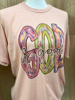 Load image into Gallery viewer, God is Good Messy Paint on Tultex Heather Peach
