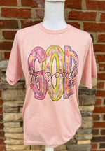 Load image into Gallery viewer, God is Good Messy Paint on Tultex Heather Peach
