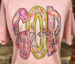 Load image into Gallery viewer, God is Good Messy Paint on Tultex Heather Peach

