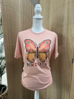 Load image into Gallery viewer, New Creation Butterfly on Tultex Heather Peach
