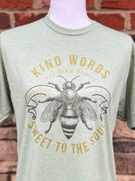 Load image into Gallery viewer, Kind Words Are Like Honey on Tultex Heather Green

