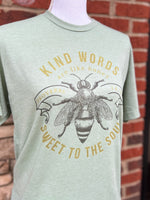 Load image into Gallery viewer, Kind Words Are Like Honey on Tultex Heather Green
