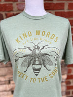 Load image into Gallery viewer, Kind Words Are Like Honey on Tultex Heather Green
