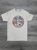 Load image into Gallery viewer, Let Me Tell You About My Jesus Circle on Ash Gray or Sand

