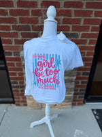 Load image into Gallery viewer, Front/Back Girl Be Too Much Esther on White Long Sleeve T-Shirt
