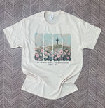 Load image into Gallery viewer, He Is Not Here He Has Risen Flower Field with Cross on Cream
