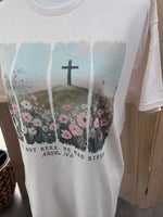 Load image into Gallery viewer, He Is Not Here He Has Risen Flower Field with Cross on Cream
