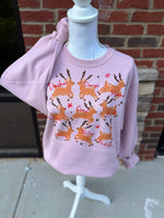 Load image into Gallery viewer, Santa's Reindeer on Cherry Blossom Pocket Sweatshirt
