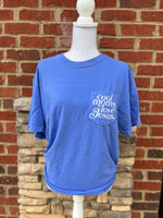 Load image into Gallery viewer, EMBROIDERED: Cool Moms Love Jesus Pocket Tee on Comfort Colors (Shown on Flo Blue)
