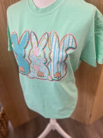 Load image into Gallery viewer, Patterned Bunny Trio on Comfort Colors (Shown on Island Reef)
