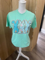 Load image into Gallery viewer, Patterned Bunny Trio on Comfort Colors (Shown on Island Reef)
