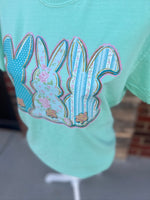 Load image into Gallery viewer, Patterned Bunny Trio on Comfort Colors (Shown on Island Reef)
