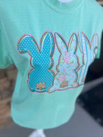 Load image into Gallery viewer, Patterned Bunny Trio on Comfort Colors (Shown on Island Reef)
