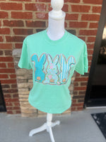 Load image into Gallery viewer, Patterned Bunny Trio on Comfort Colors (Shown on Island Reef)
