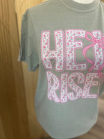 Load image into Gallery viewer, He Is Risen Pink Floral on Comfort Colors (Shown on Bay)
