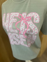 Load image into Gallery viewer, He Is Risen Pink Floral on Comfort Colors (Shown on Bay)
