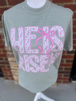 Load image into Gallery viewer, He Is Risen Pink Floral on Comfort Colors (Shown on Bay)
